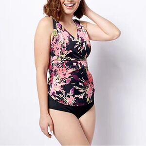 Denim & Co. Beach V-Neck Tankini with Brief